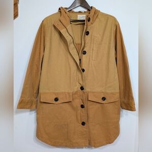 Universal Thread Women's Large Tan Camel Cotton Utility Poncho Jacket Hooded